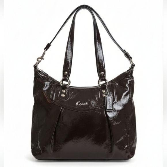 COACH 2012 MahoganyPatent Leather Ashley Shoulder Bag 20451